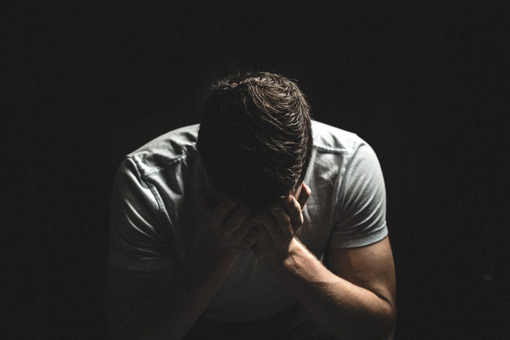 the man stressed alone